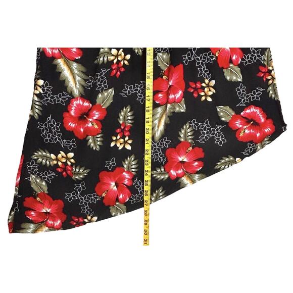 Tiki Palm Hawaiian Dress XL Red Tropical Open Tie Back Babydoll Asymmetrical Hem - Picture 8 of 16